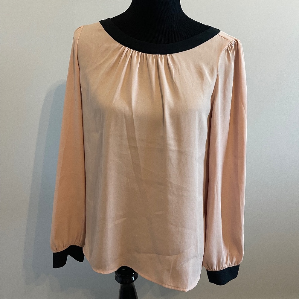 Loft Pink and Black Blouse Size S
